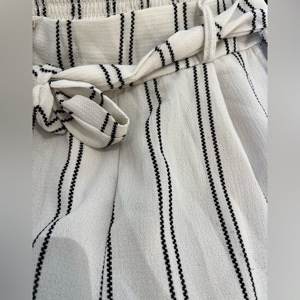 White and Black Striped Pants